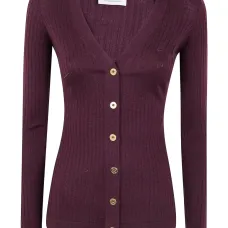 Кардиган в рубчик с золотыми пуговицами