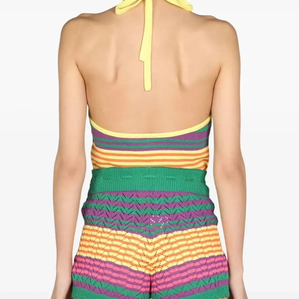 Полосатый топ с вырезом халтер Полосатый топ с вырезом халтер