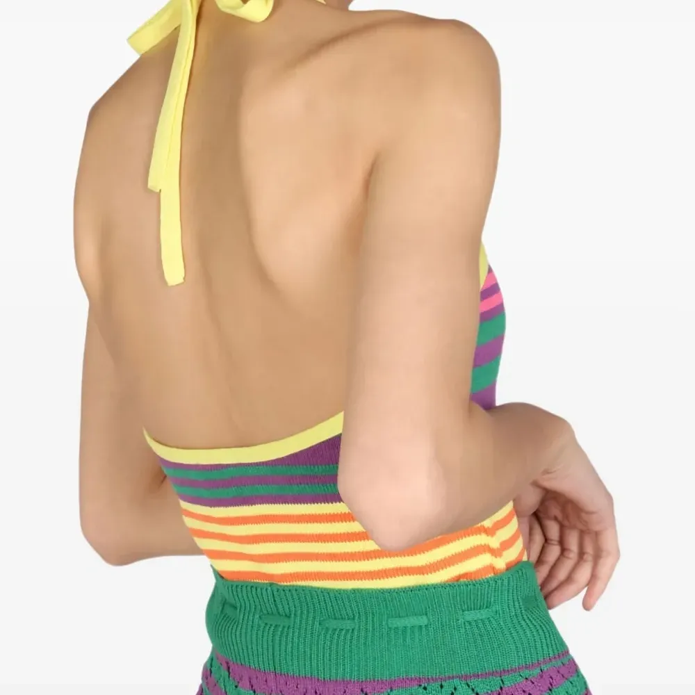 Полосатый топ с вырезом халтер Полосатый топ с вырезом халтер