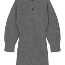 Платье мини в рубчик с воротником поло