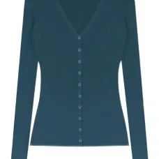 Кардиган в рубчик с V-образным вырезом
