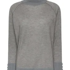 Трикотаж с воротником-гольф и декоративными пуговицами Трикотаж с воротником-гольф и декоративными пуговицами