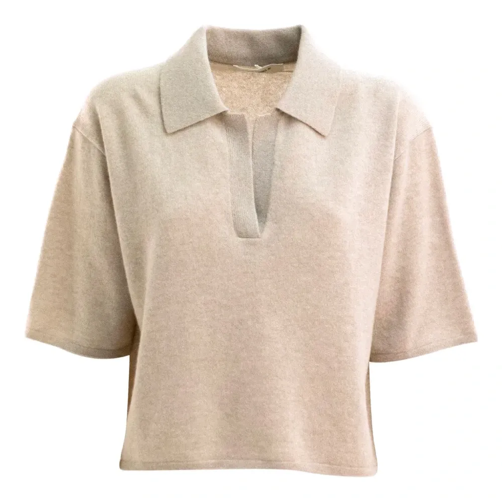 Кашемировый топ с воротником поло