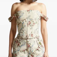 Жаккардовый топ-корсет Bonnie с цветочным узором Жаккардовый топ-корсет Bonnie с цветочным узором