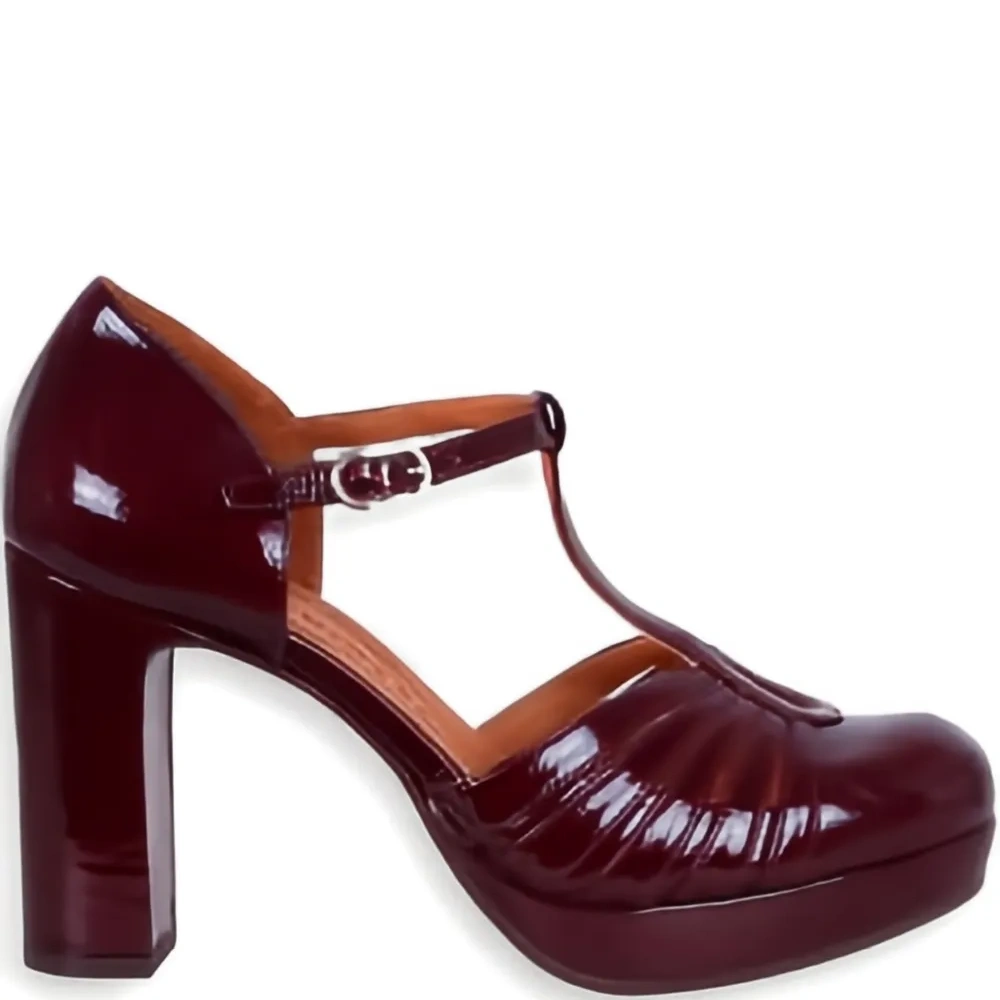 Туфли на платформе с ремешком Т-образной формы и каблуком 85 мм