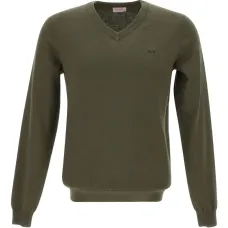 Свитер с V-образным вырезом и отделкой в рубчик