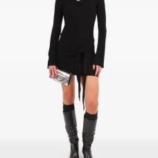 Мини-платье с поясом на талии