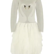 Платье из тюля с украшением в виде лебедя