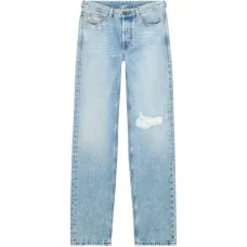 Джинсы с прорезями и логотипом