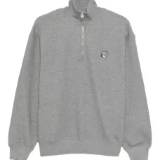 Свитшот с полу-молнией и нашивкой в виде головы лисы