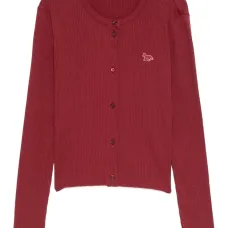 Кардиган в рубчик с вышивкой в виде лисы