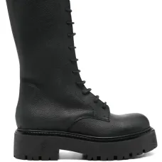 Кожаные армейские ботинки на каблуке 40 мм