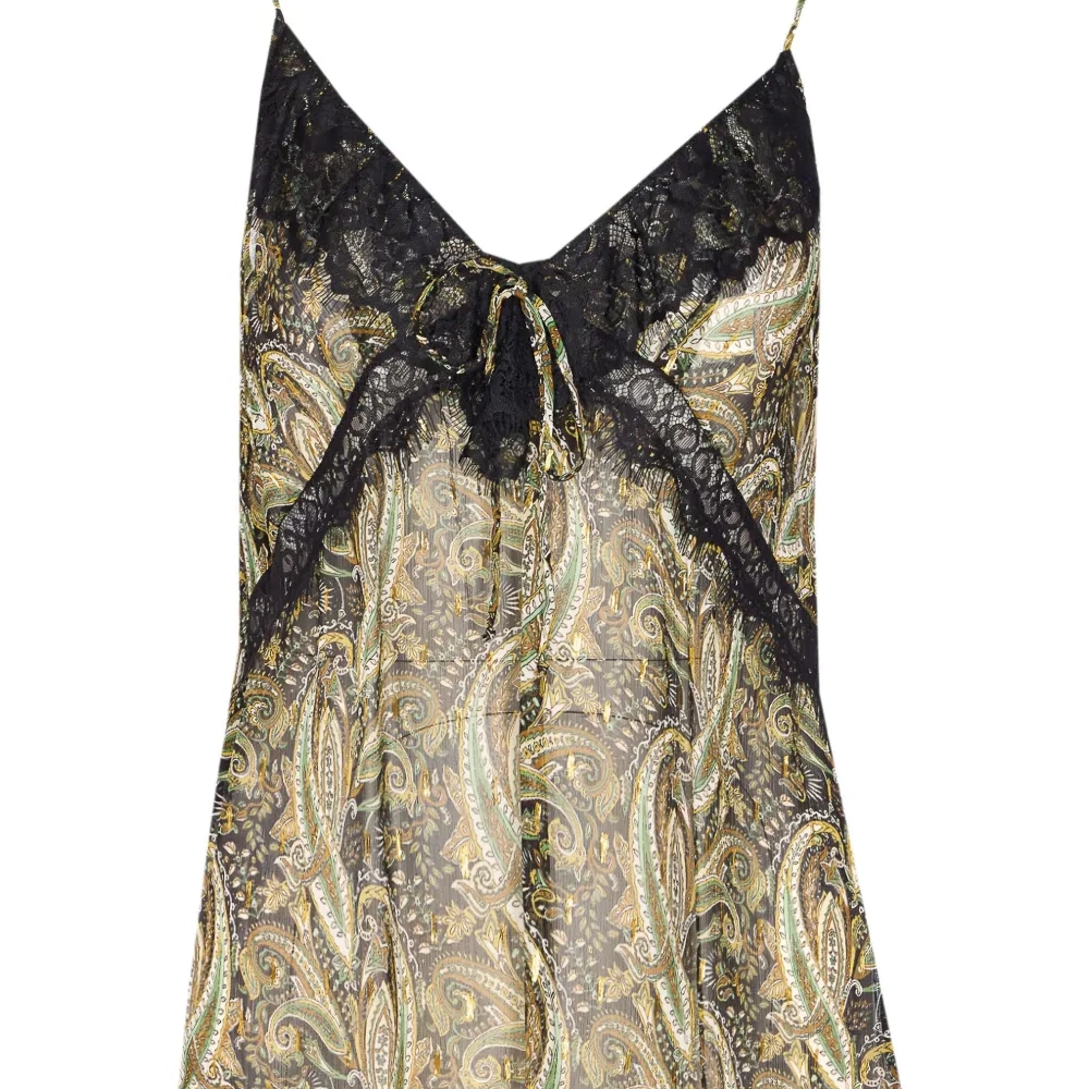 Топ с кружевом и узором пейсли