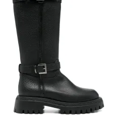 Кожаные сапоги до колена