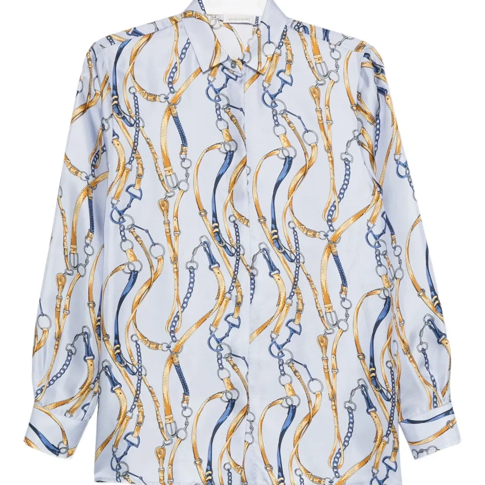 Шелковая рубашка с принтом-цепочкой