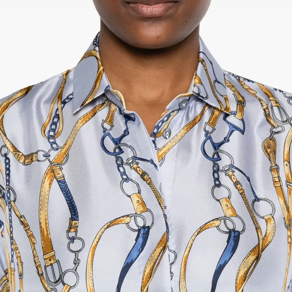 Шелковая рубашка с принтом-цепочкой