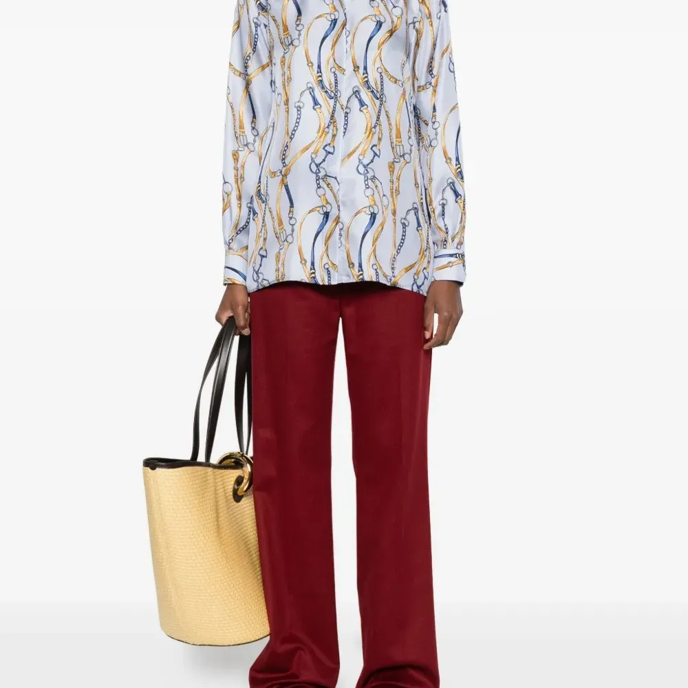 Шелковая рубашка с принтом-цепочкой