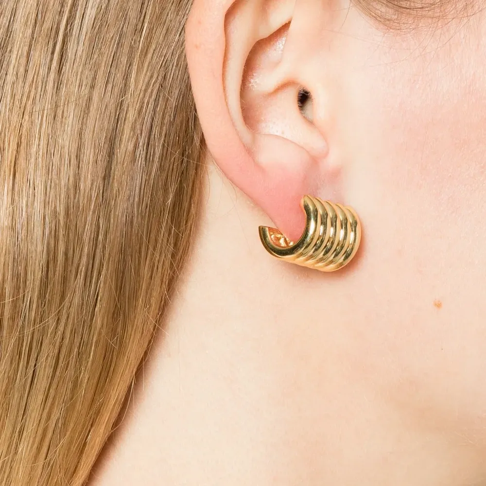 Серьги средней величины Hollyhock с ребристой поверхностью Серьги средней величины Hollyhock с ребристой поверхностью