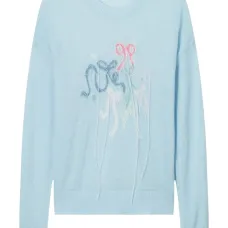 Джемпер с длинными рукавами и оборванными бантами