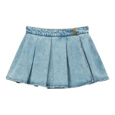 Джинсовая юбка мини со складками