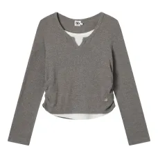 Футболка с длинными рукавами и сборками