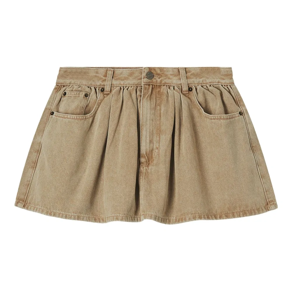 Джинсовая юбка со складками