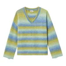 Полосатый свитер с V-образным вырезом