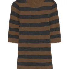 Полосатый свитер с высоким воротником