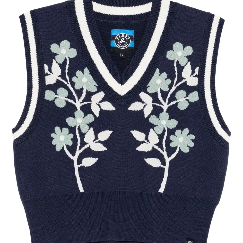 Вязаный жилет с цветочным принтом