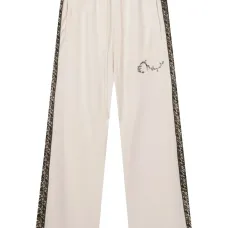 Спортивные брюки с лампасами и кружевными вставками