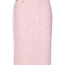 Джинсовая юбка миди с кружевным узором