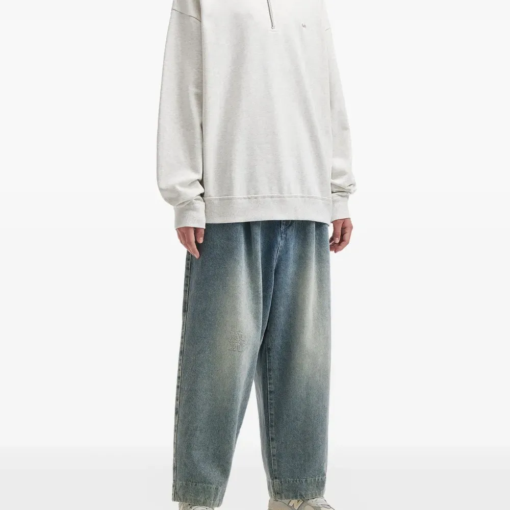 Хлопковый свитшот на молнии до половины длины