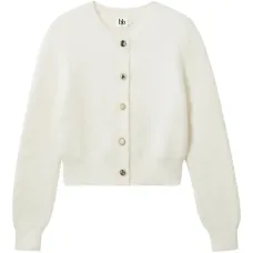 Кардиган с круглым вырезом и украшением из жемчуга