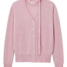 Кардиган с V-образным вырезом и галстуком на шее