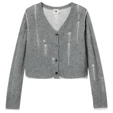 Кардиган с V-образным вырезом и эффектом потертости