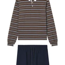 Поло в полоску с длинными рукавами