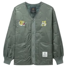 Стёганая куртка с вышивкой тигра