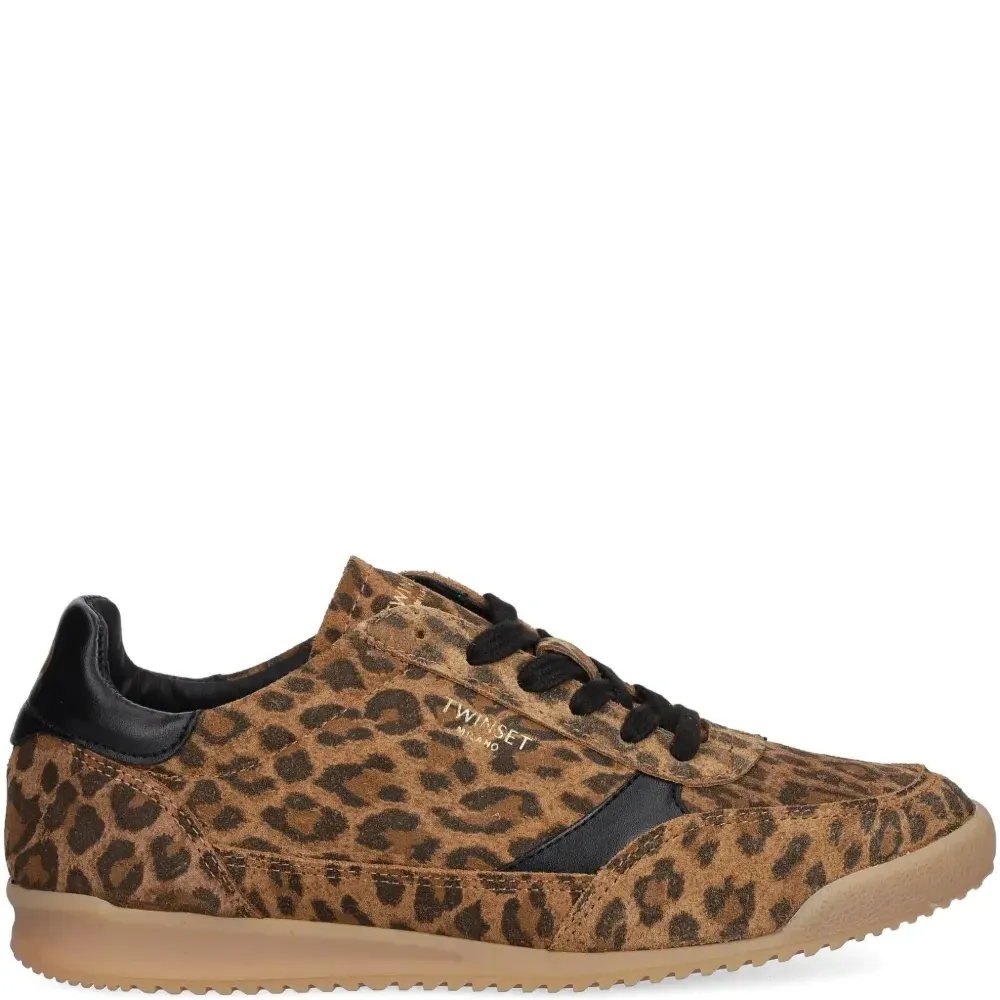 Кроссовки с леопардовыми вставками