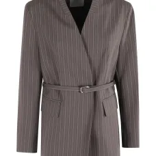 Пиджак в полоску с поясом