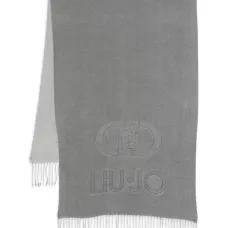 Шарф с вышитым логотипом и бахромой