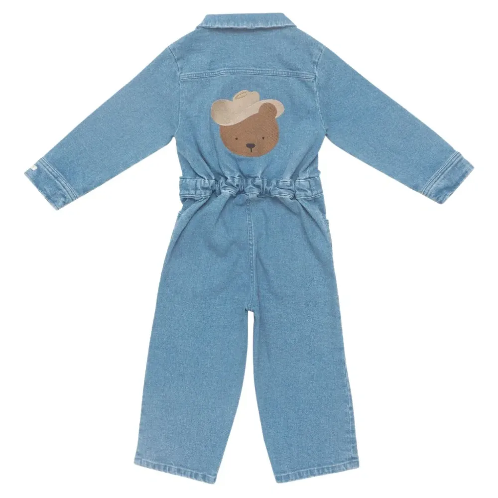 Джинсовый комбинезон с принтом