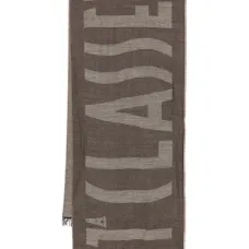 Шарф с логотипом и бахромой