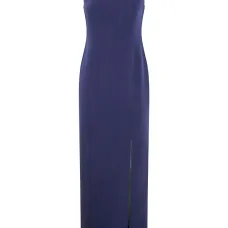 Платье с открытыми плечами и разрезом