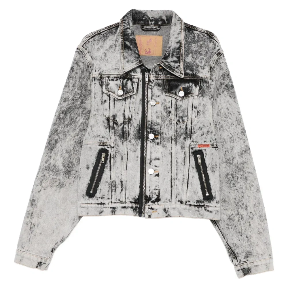 Джинсовая куртка на молнии с эффектом состаривания