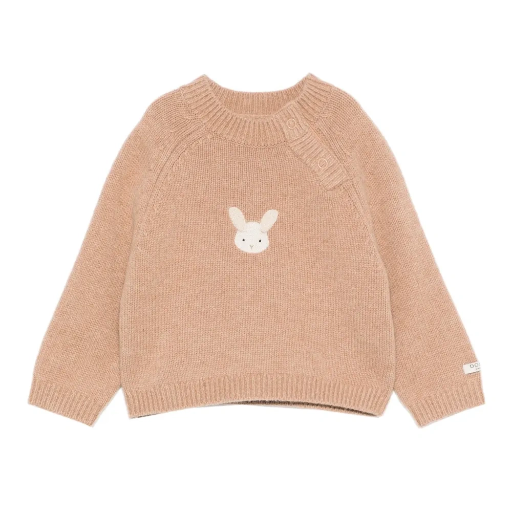 Вязаный джемпер с вышивкой в виде кролика и круглым вырезом