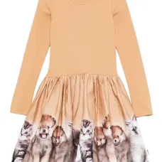 Платье с длинными рукавами и анималистичным принтом