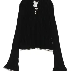 Топ с ребристой фактурой и рукавами-клёш