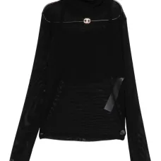 Футболка из сетки с высоким воротом