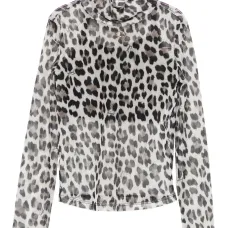 Топ с леопардовым принтом и высоким воротником Топ с леопардовым принтом и высоким воротником