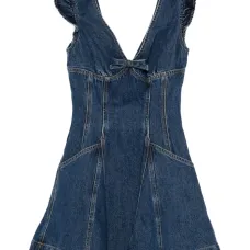 Джинсовое платье с оборками